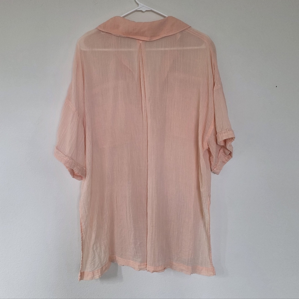 Free People Intimately Sleep Talk Cotton Shirt Electric Peach Small - Picture 6 of 9